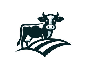 Cow logo vector. Animal farm. Cow icon. Dairy product symbol vector illustration.