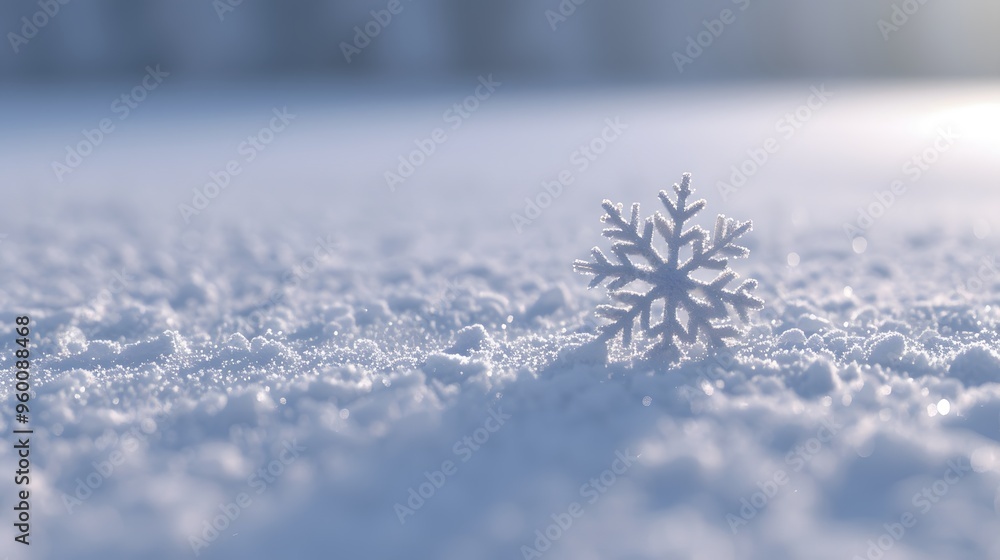 Aufkleber concept of a single snowflake slowly falling in a serene minimalistic environment ai generated illus