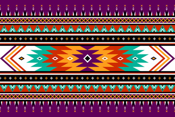 Colorful native pattern, vibrant ethnic design. Traditional aztec print, geometric tribal motifs. decorative elements, bohemian textile art. Trendy background, abstract boho texture. ethnic ornament.