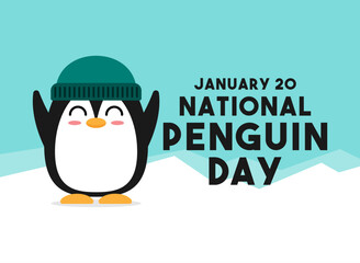 National Penguin Day. January 20. Flat design vector. Poster, banner, card, background.