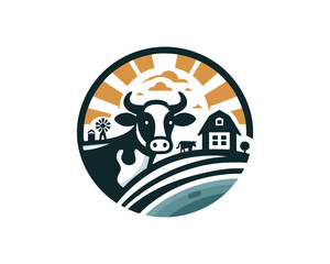 Cow logo vector. Colorful cow  logo. Animal farm. Cow icon. Dairy product symbol vector illustration.