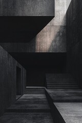 Minimalist aesthetic design of dark architecture theme focuses on shapes and patterns