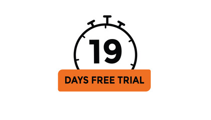 19 days free trial Countdown number banner templates. time icon. Vector Illustration
