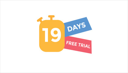 19 days free trial Countdown number banner templates. time icon. Vector Illustration