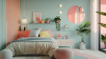 Light pastel shades that create a playful and cheerful environment  AI generated illustration