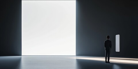 Obraz premium Modern Tech Presentation Stage with CEO Showcasing New Smartphone
