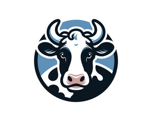 Cow logo vector. Colorful cow head logo. Animal farm. Cow icon. Dairy product symbol vector illustration.