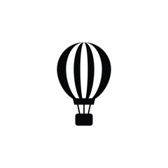 Hot air balloon black and white flat vector icon design. Hot air balloon symbol and clip art design