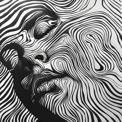 woman face and lines asmr graphics.