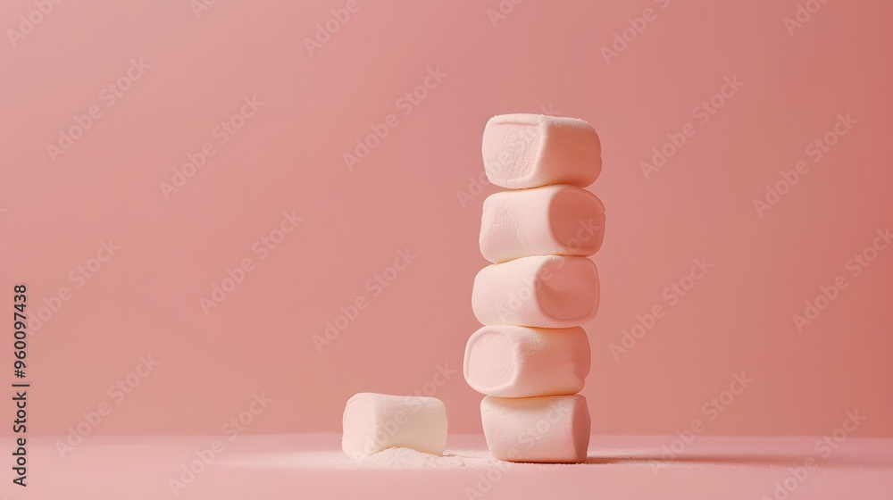 Poster roasted marshmallows stacked in a minimalistic background setting ai generated illustration