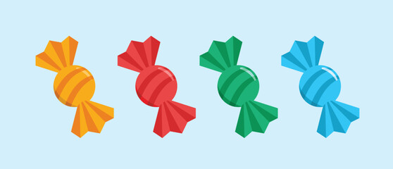 colorful round wrapped candy logo, sweet food illustration. suitable for poster and web icon