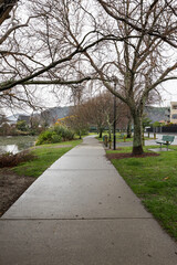 Walking path on the riverside of Maitai River, Nelson, New Zealand.