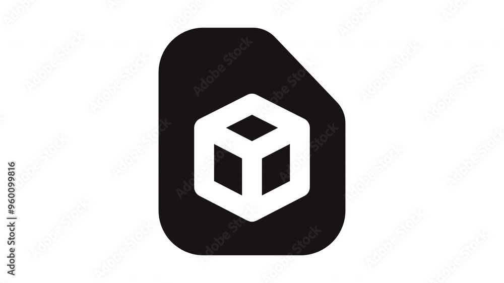 Aufkleber rounded rectangle with white cube inside.