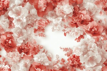 Fototapeta premium A Stunning Arrangement of Delicate Red and White Flowers Blending Beautifully in Harmony