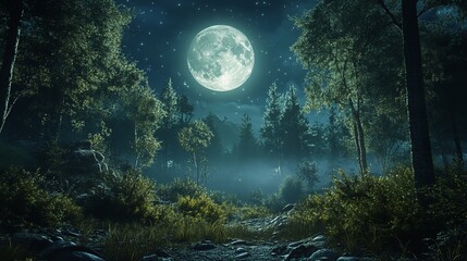 Enchanted Moonlight Forest