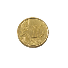 ten Cent Euro Coin gold Close-Up detailed country