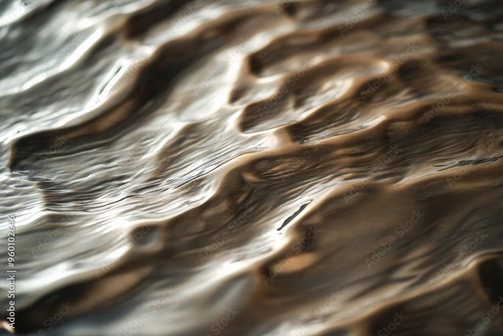 Poster a bronze textured surface with a smooth, rippled pattern, mimicking the gentle waves on a calm body 