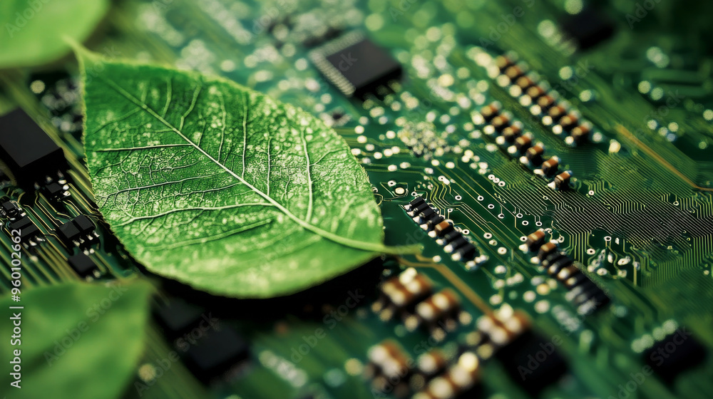 Fototapete green technology uses eco-friendly methods to create new technology. this includes recycling and usi
