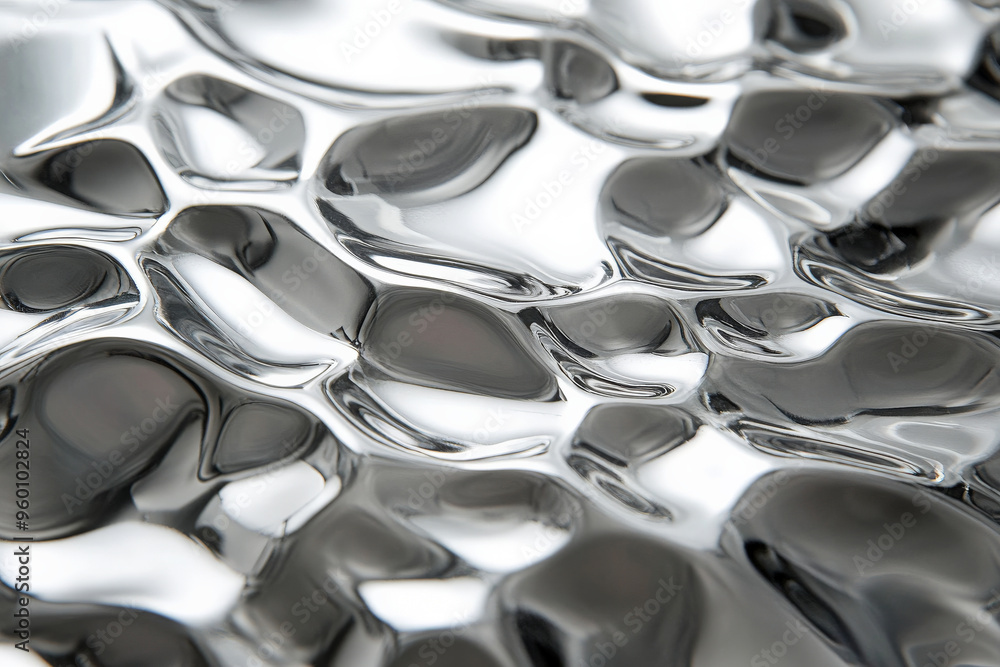 Poster a silver textured surface with a dimpled pattern, creating a tactile, pebble-like texture across the