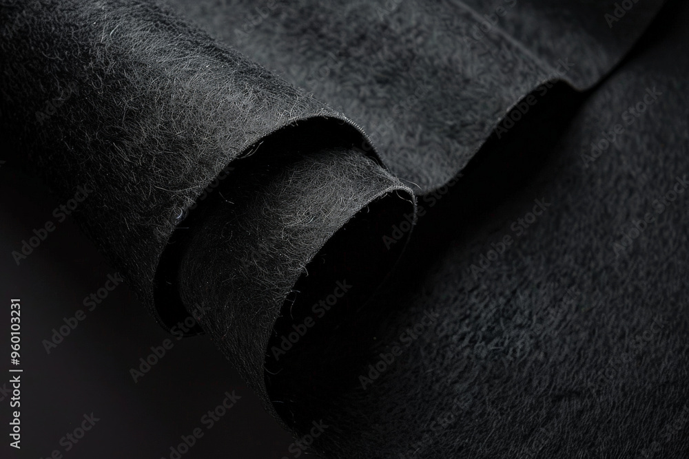Poster a dark black textured surface with a matte, felt-like finish. the texture feels soft and plush, addi