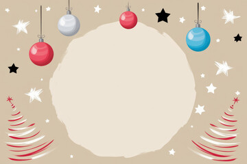 Christmas background with New Year's balls and trees. New Year and Christmas concept. AI generated illustration