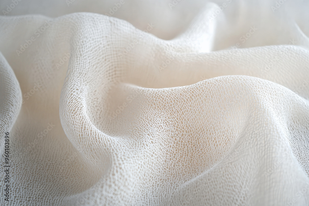 Poster a light white textured surface with a delicate, mesh-like pattern, giving the appearance of fine net