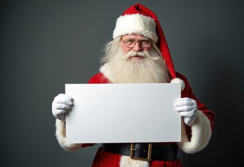 Naklejka premium Santa Claus Holding a blank Sign for Christmas Promotions