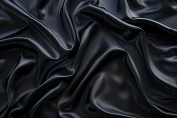 Obraz premium A dark black textured surface with a subtle, wavy pattern resembling dark silk. The texture creates a sense of fluidity and elegance.