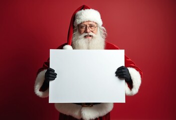 Naklejka premium Santa Claus Holding a blank Sign for Christmas Promotions