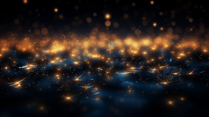 Obraz premium Abstract Dark Background with Golden Bokeh Lights