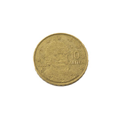 ten Cent Euro Coin gold Close-Up detailed country