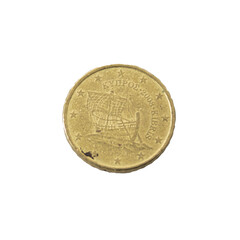 ten Cent Euro Coin gold Close-Up detailed country