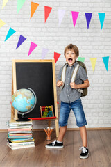 Boy  posing for the first day at school