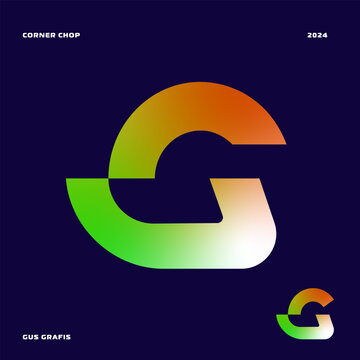Letter G corner chop or corner cut, font, lettering, typography with sharp edges, bold, masculine, and futuristic style. Perfect for logos, display, design elements etc.