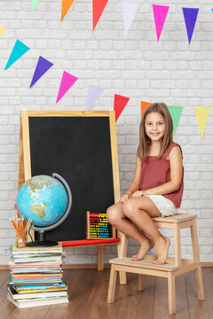 Girl  posing for the first day at school