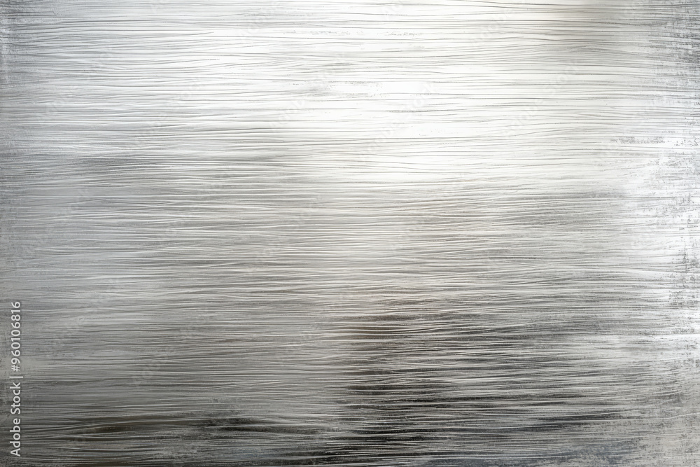 Poster a silver textured surface with a soft, brushed finish, showcasing fine, parallel lines that add a so