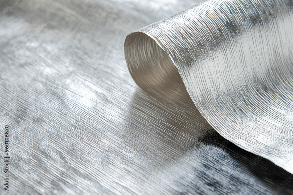 Poster a silver textured surface with a smooth, matte finish, featuring faint, linear patterns that add a s