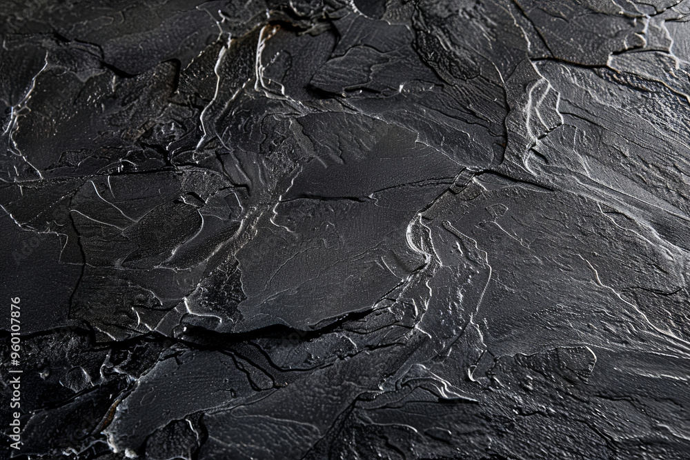 Poster a dark black textured surface featuring subtle, embossed patterns that mimic natural stone. the text