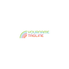 Modern and minimal multicolor logo design with rainbow for kids brand, festival, education, children event and education.