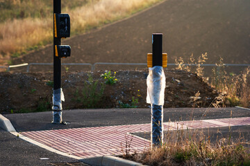 New build road toward new housing development estate in england uk