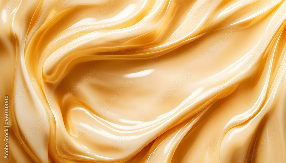 Poster melted caramel texture ice cream waves smooth icecream custard background silky flowing yogurt mocku