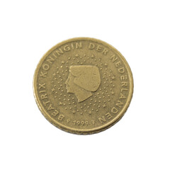 50 cent euro coin detailed shining gold closeup