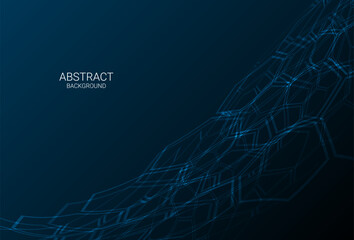 Abstract Modern Blue Background. Technology Banner. Hexagon Geometric. Wallpaper. Vector Illustration