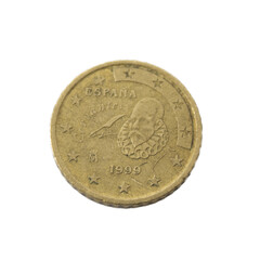 50 cent euro coin detailed shining gold closeup