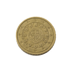 50 cent euro coin detailed shining gold closeup