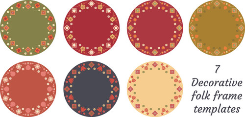Set of folk frames templates for copy space. Art Nouveau style
