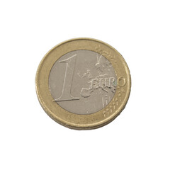 one euro coin detailed shining showing demomination