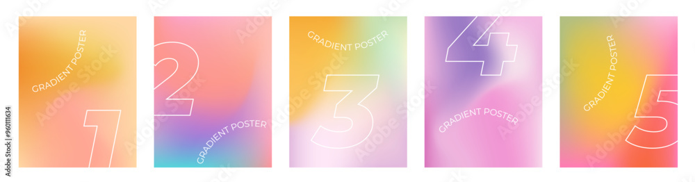 Poster abstract liquid background layout set. bright color blend covers. blurred fluid effect. gradient mes
