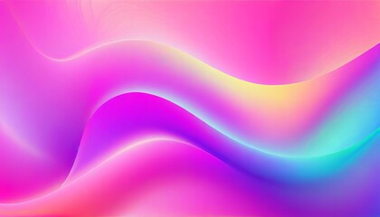 Obraz premium Abstract background with vibrant pink, purple, yellow, and blue color gradient flowing in a wavy pattern.