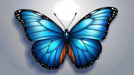 Fototapeta premium Illustration of Blue Morpho butterfly with wings spread